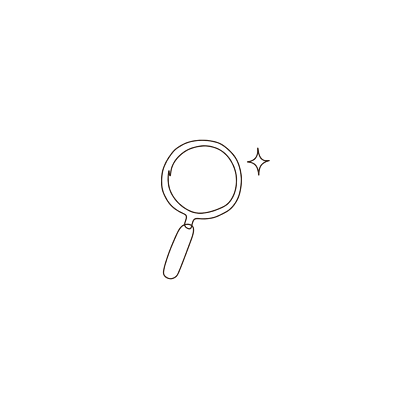 Line drawing of a magnifying glass